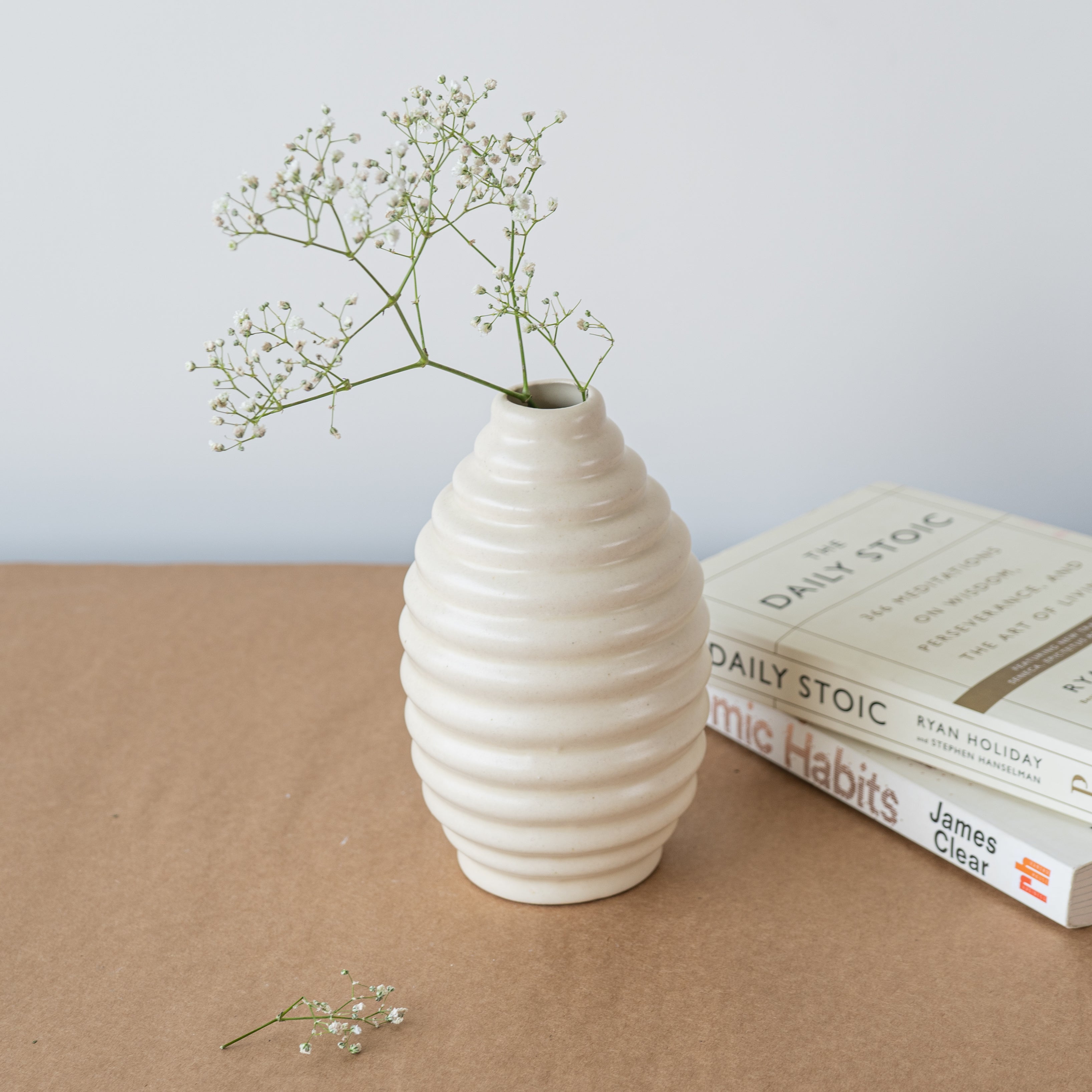 White Ceramic Aesthetic Flower Vase