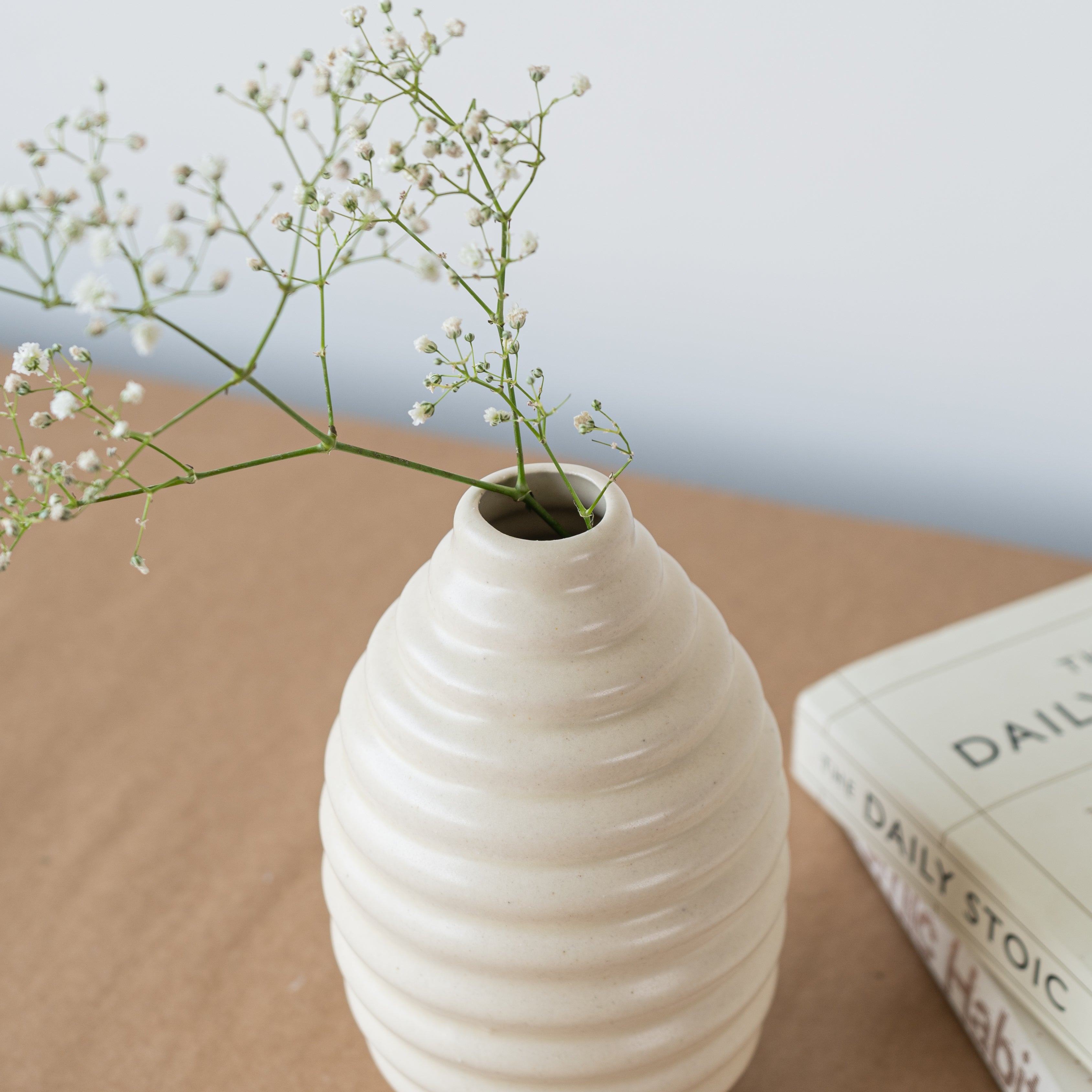 White Ceramic Aesthetic Flower Vase