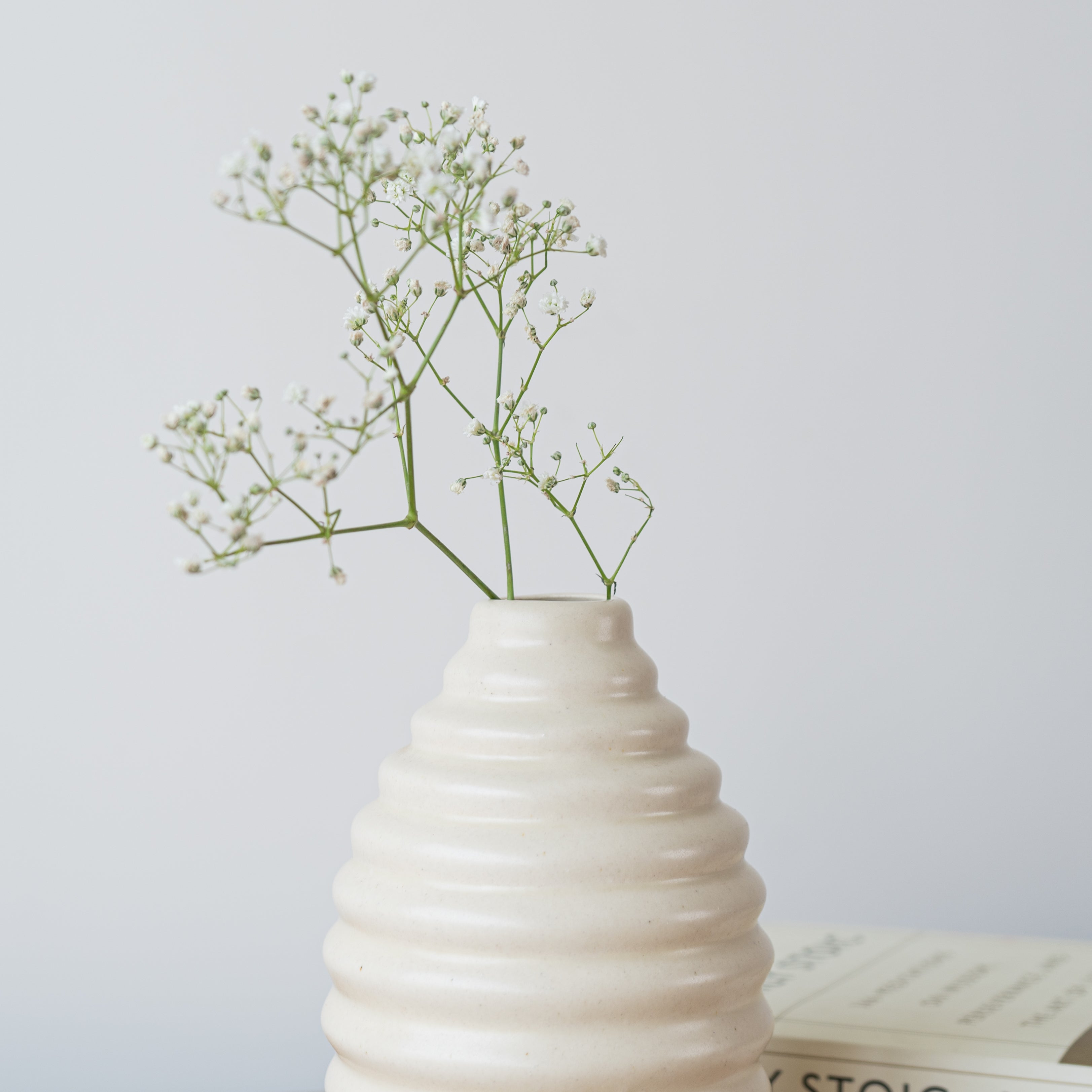 White Ceramic Aesthetic Flower Vase