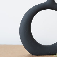 Ceramic Circle Vase in Black