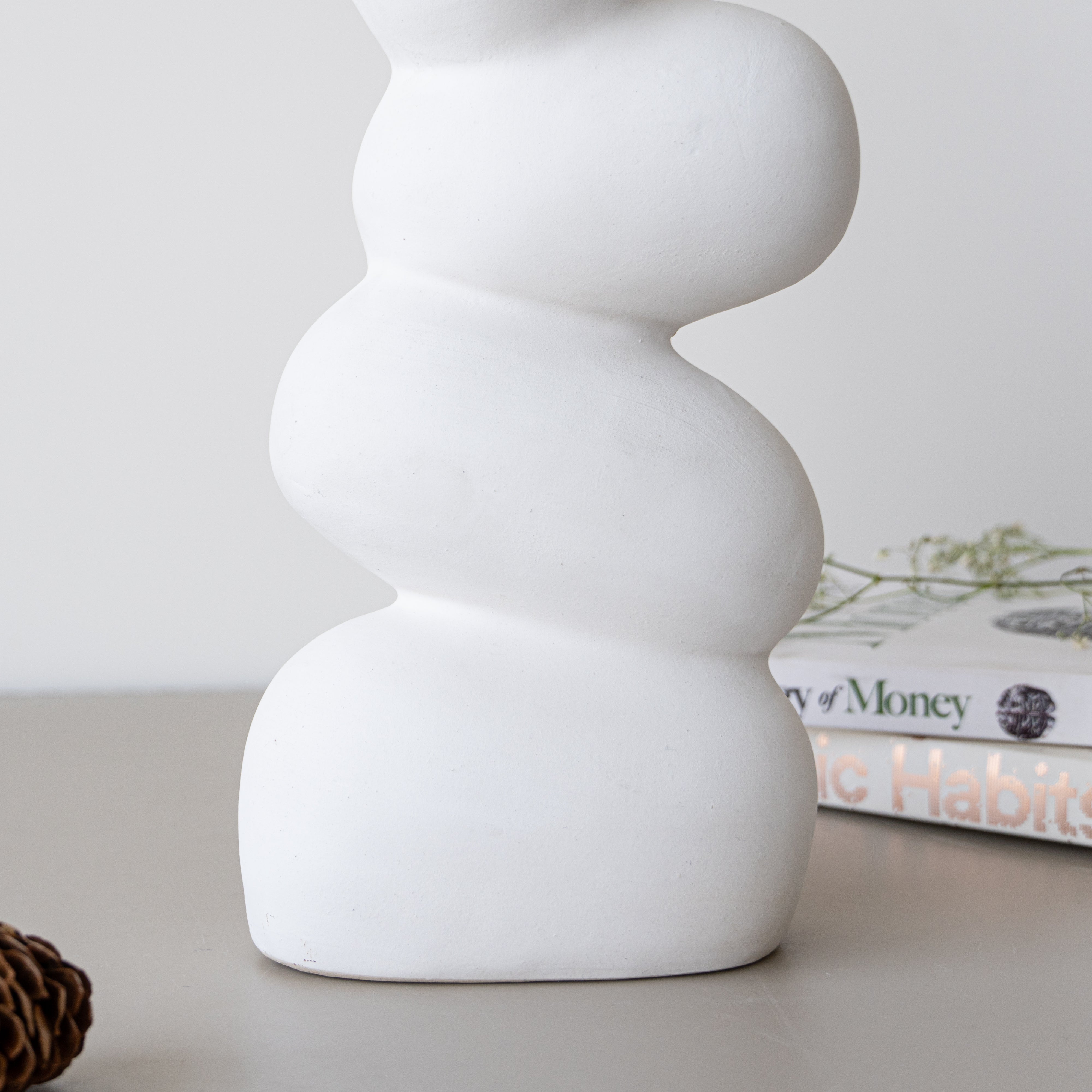 White Ceramic Stacked Stone Flower Vase