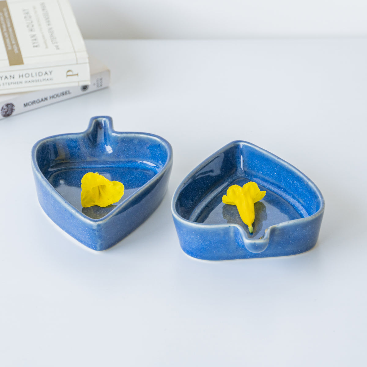 Ceramic Snack Dish in Glossy Blue Finish | Set of 2