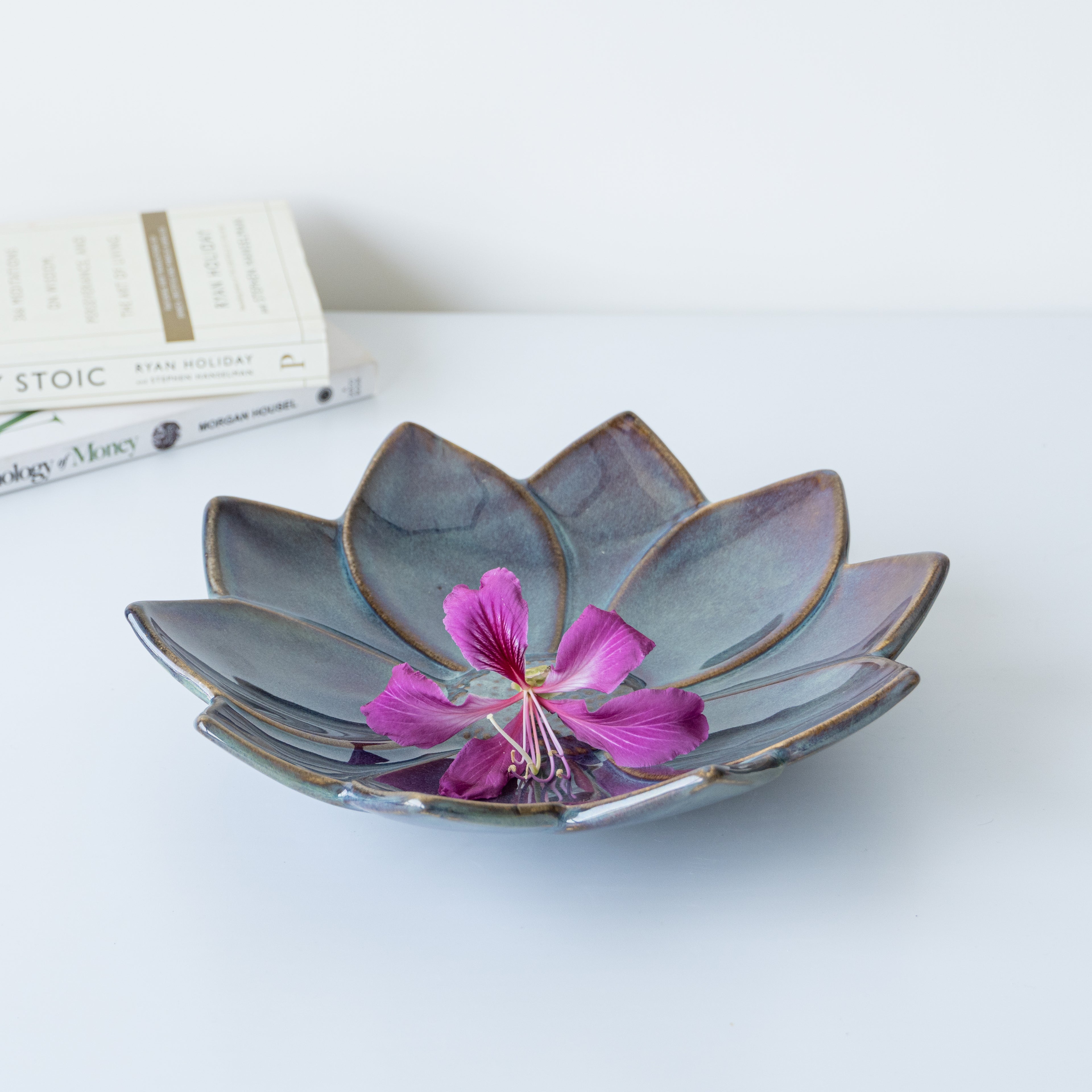 Grey Ceramic Floral Fantasy Platter