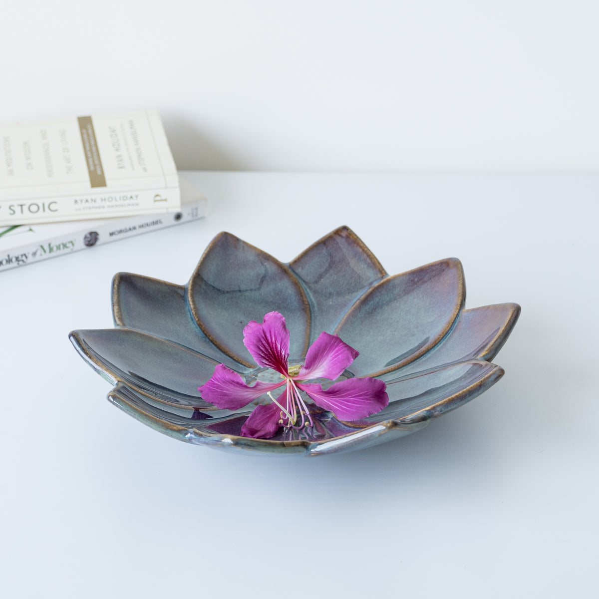 Grey Ceramic Floral Fantasy Platter