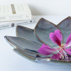 Grey Ceramic Floral Fantasy Platter