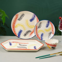 Multicolor Ceramic Dinner Set - Set of 19