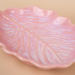 Pink Ceramic Leaf Platter