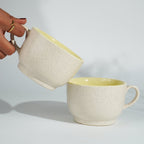 Cappuccino Cup in Yellow Ceramic with White Exterior
