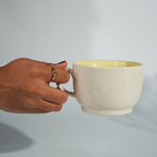 Cappuccino Cup in Yellow Ceramic with White Exterior