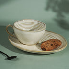 Ivory Spiral Ceramic Cup and Saucer Set