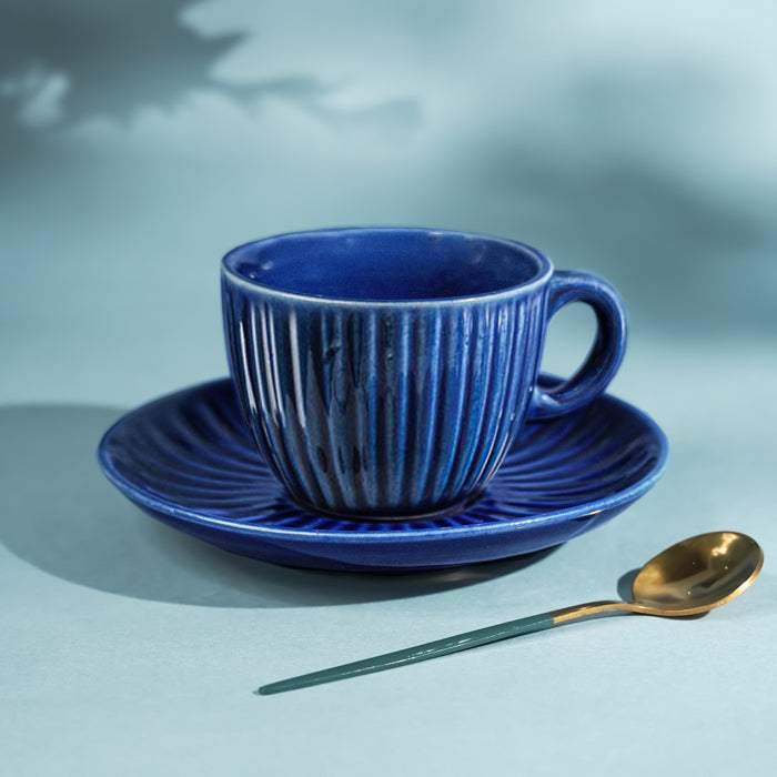 Prussian Tea Cup and Saucer | Blue Main image