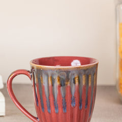 Maroon Ceramic Coffee Mug with Drops Design