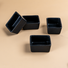 Matte Black Ceramic Dip Bowls Set