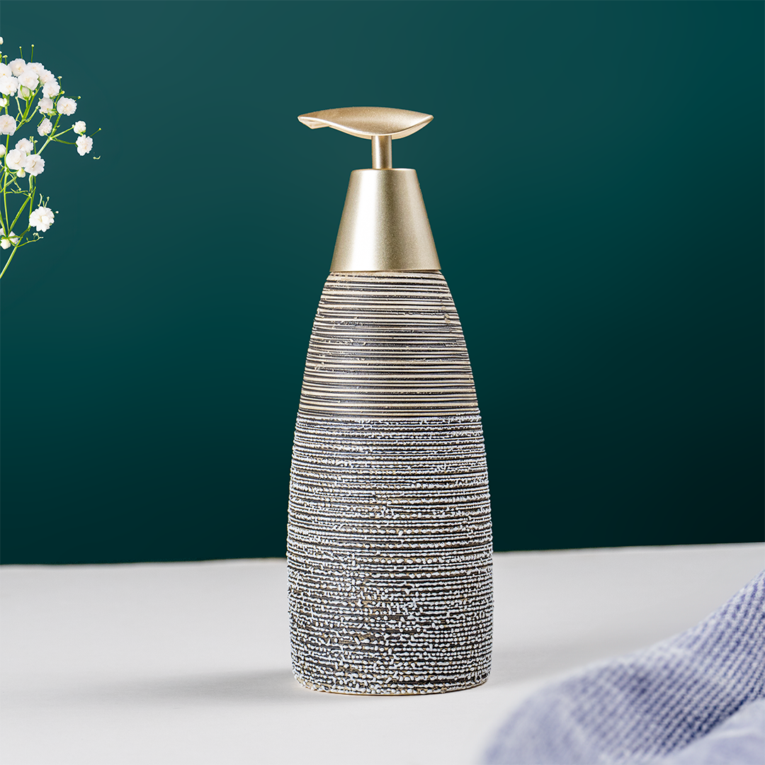 Modern Black & Gold Ceramic Soap Dispenser