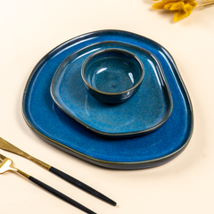 Midnight Blue Ceramic Dinnerware - Set of 3 Pcs