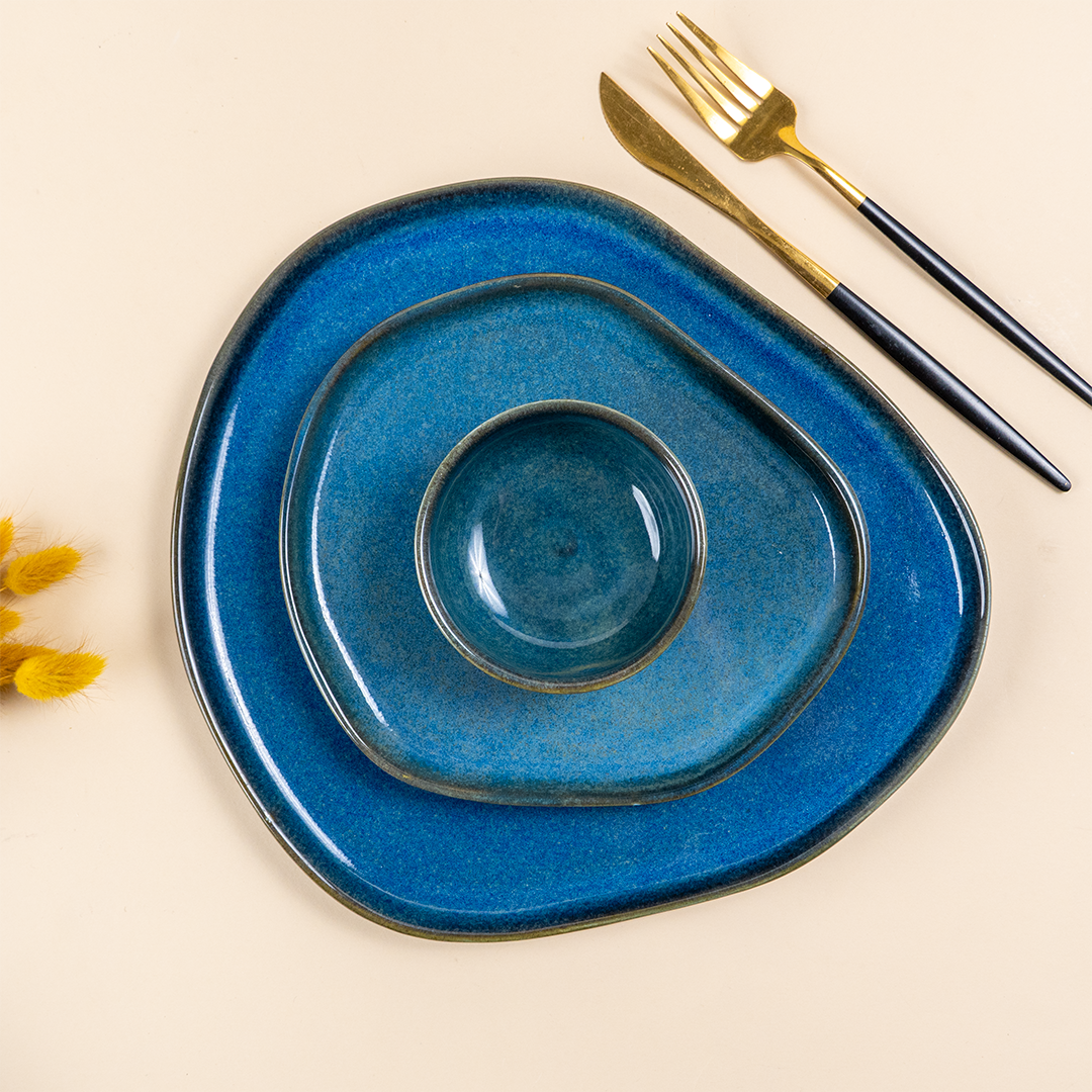 Midnight Blue Ceramic Dinnerware - Set of 20