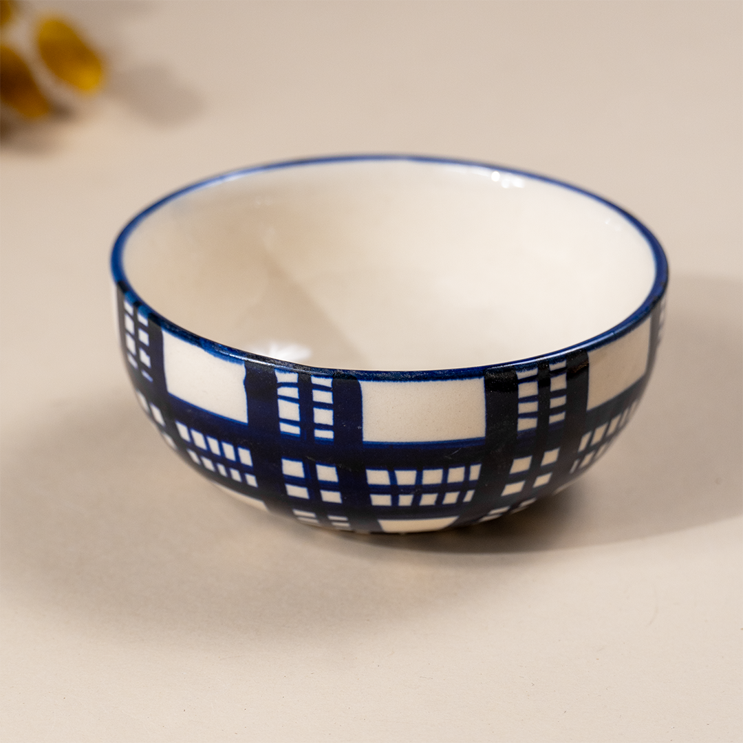 Blue and White Patterned Ceramic Dinner Set - Set of 3