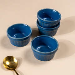 Solid Blue Color Dip Bowls with Design