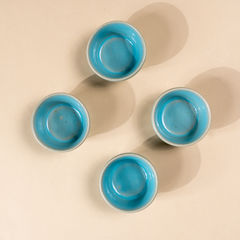 Solid Light Blue Colors Dip Bowls with Design