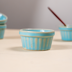 Solid Light Blue Colors Dip Bowls with Design