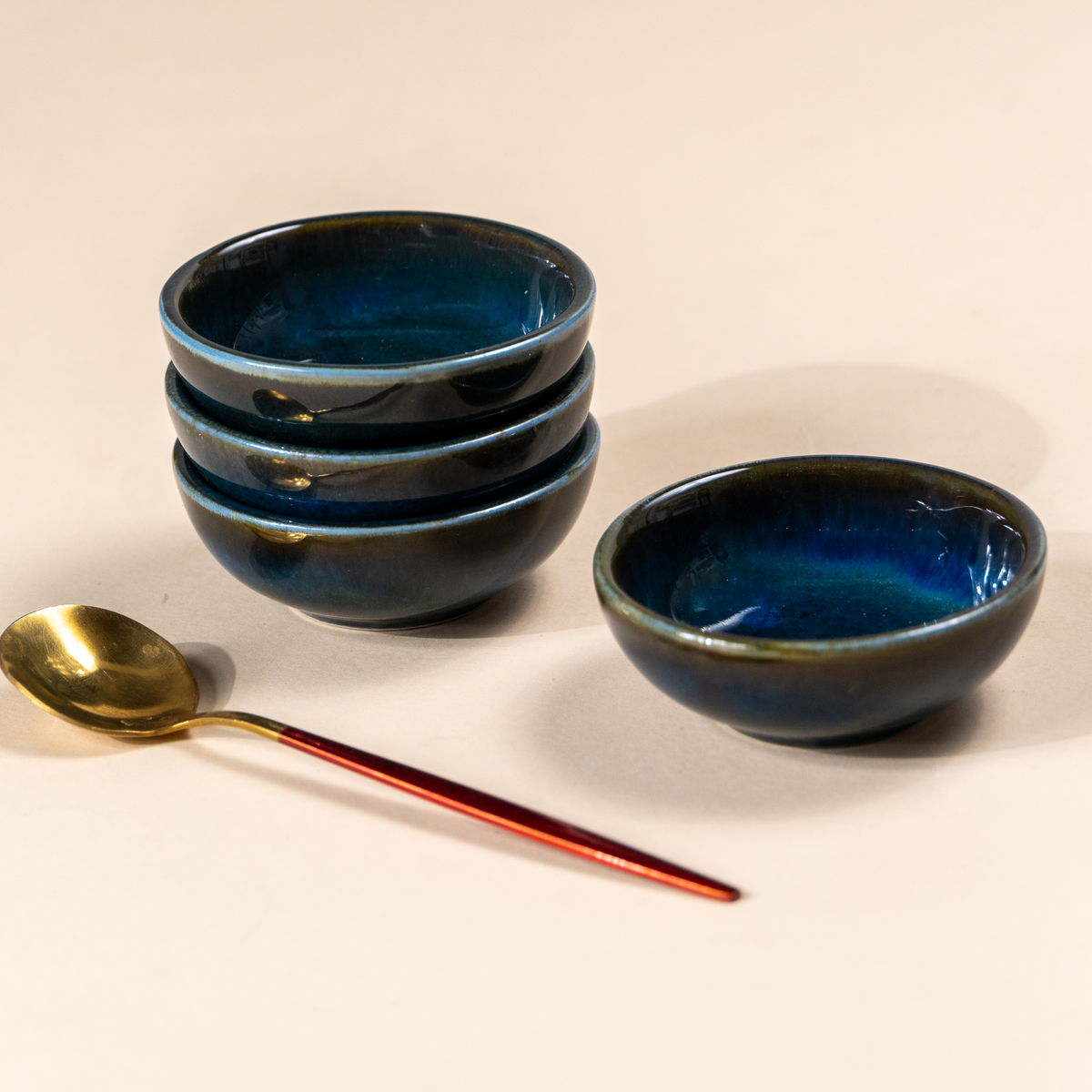 Dark Blue Glazed Dipping Bowls