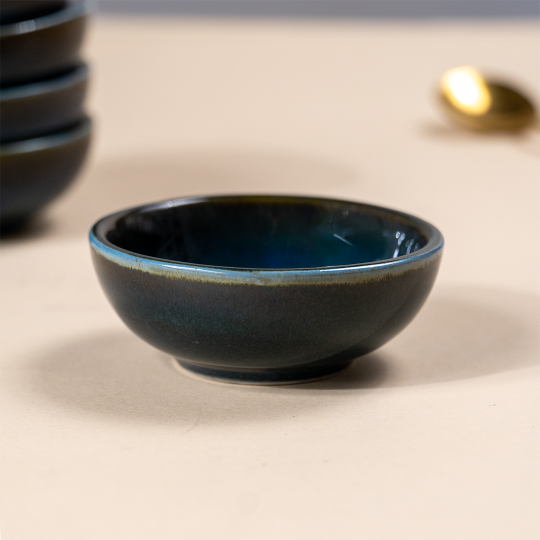 Dark Blue Glazed Dipping Bowls