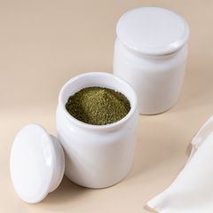 White Ceramic Canisters with Lids - Set of 2