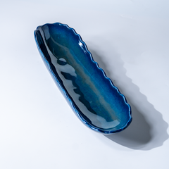 Vivid Blue Wavy Ceramic Platter