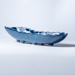 Vivid Blue Wavy Ceramic Platter
