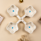 Handcrafted Ceramic Dip Bowl Set with Blue Heart Design