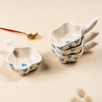 Handcrafted Ceramic Dip Bowl Set with Blue Heart Design