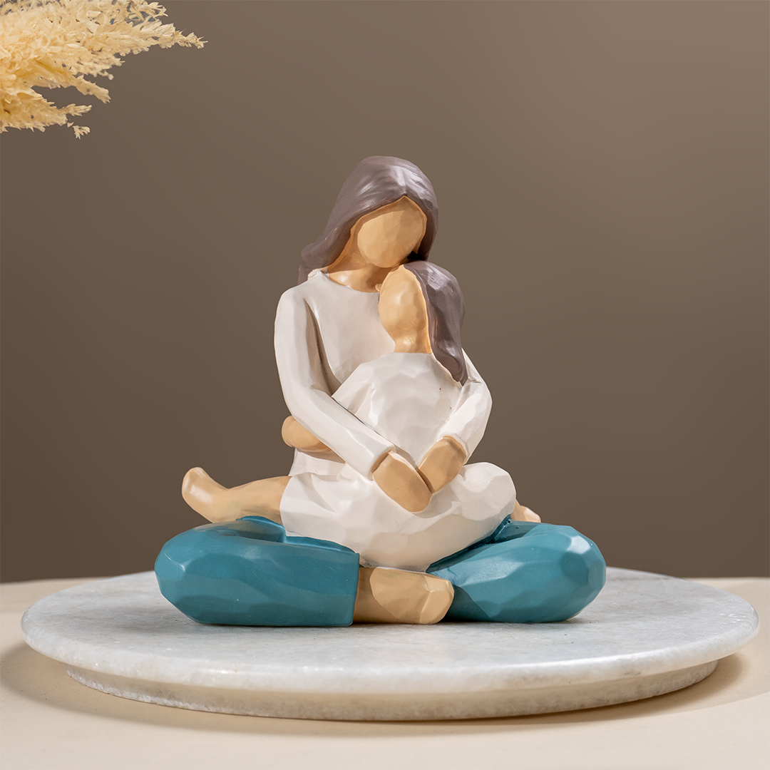 Mother and Daughter Figurine in Neutral Tones
