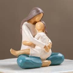 Mother and Daughter Figurine in Neutral Tones