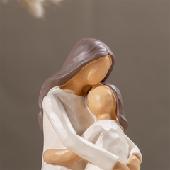 Mother and Daughter Figurine in Neutral Tones