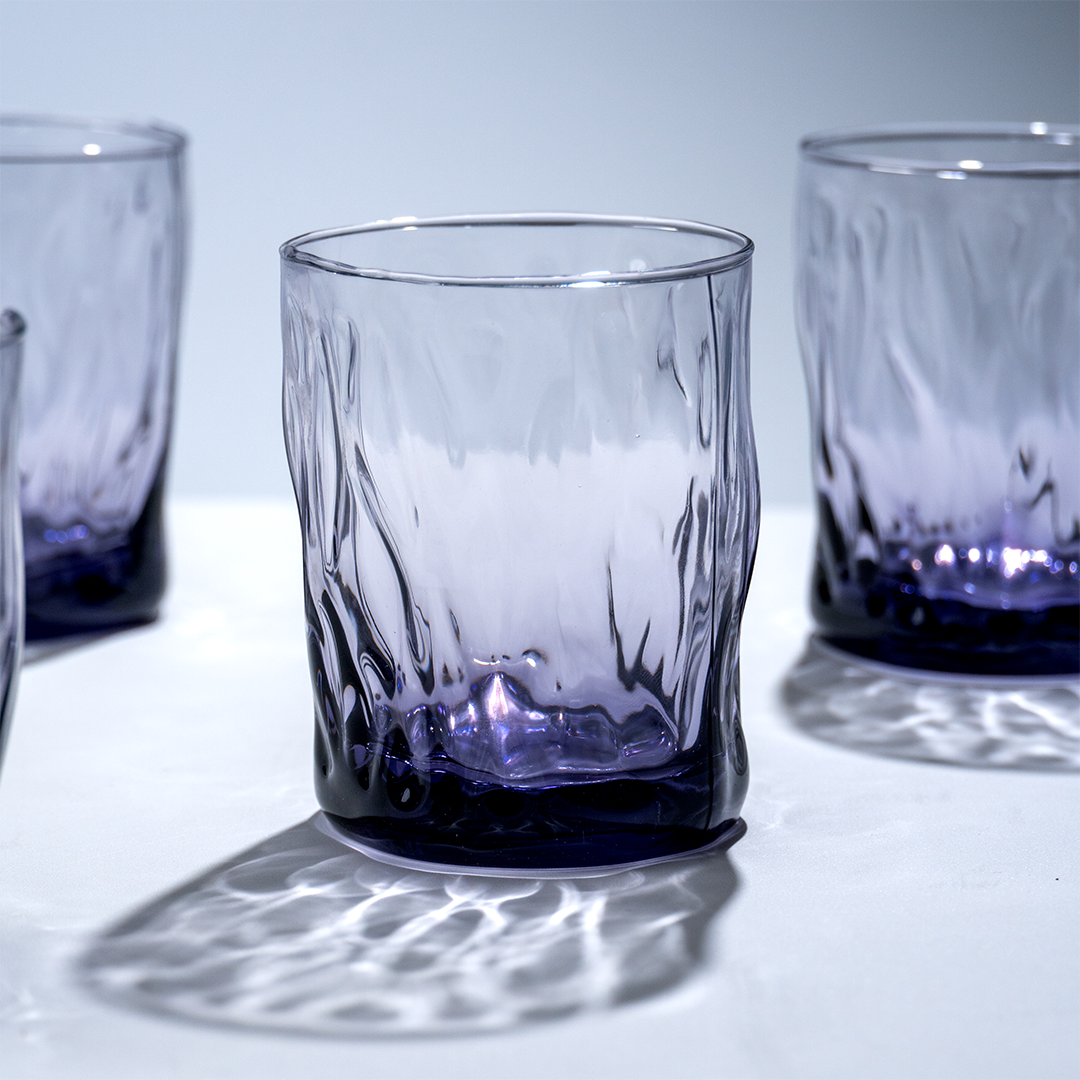 Amethyst Purple Wavy Textured Drinking - Set of 6