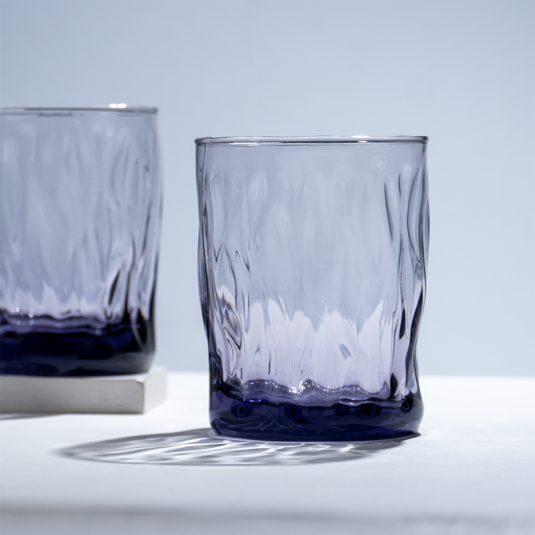 Amethyst Purple Wavy Textured Drinking - Set of 6