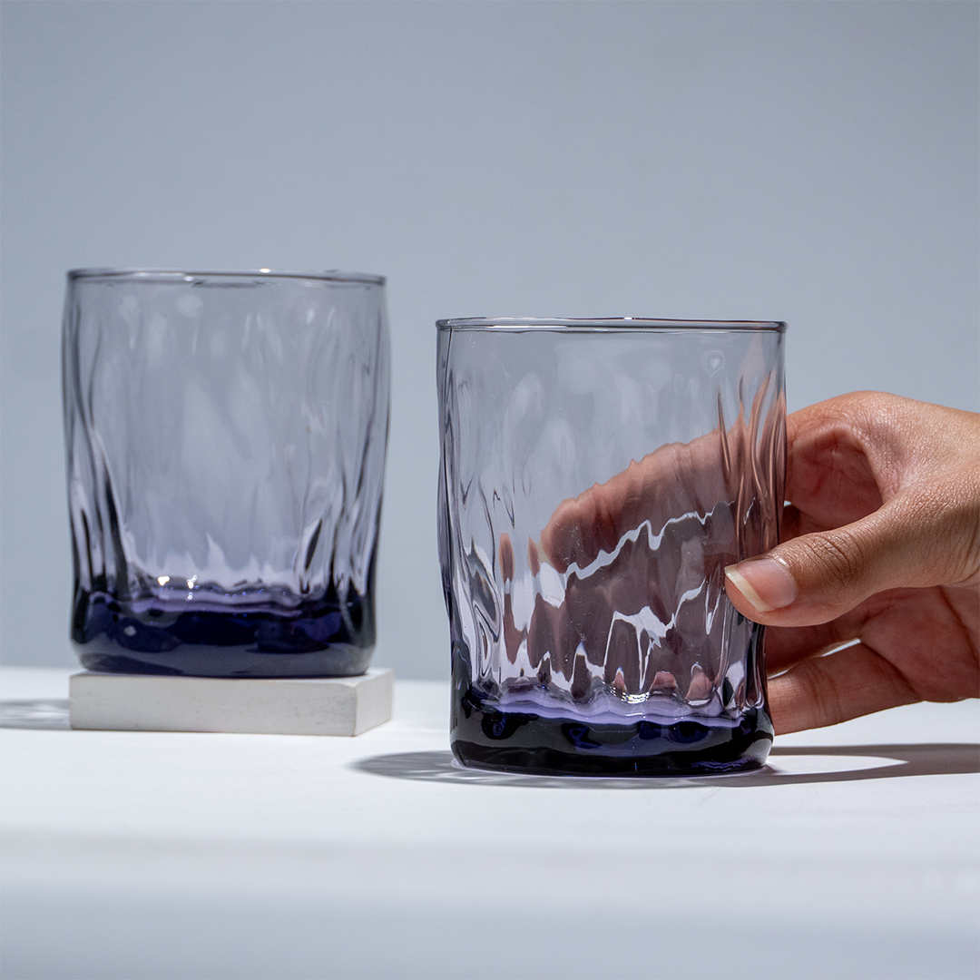 Amethyst Purple Wavy Textured Drinking - Set of 6