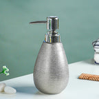 Silver Textured Ceramic Soap Dispenser