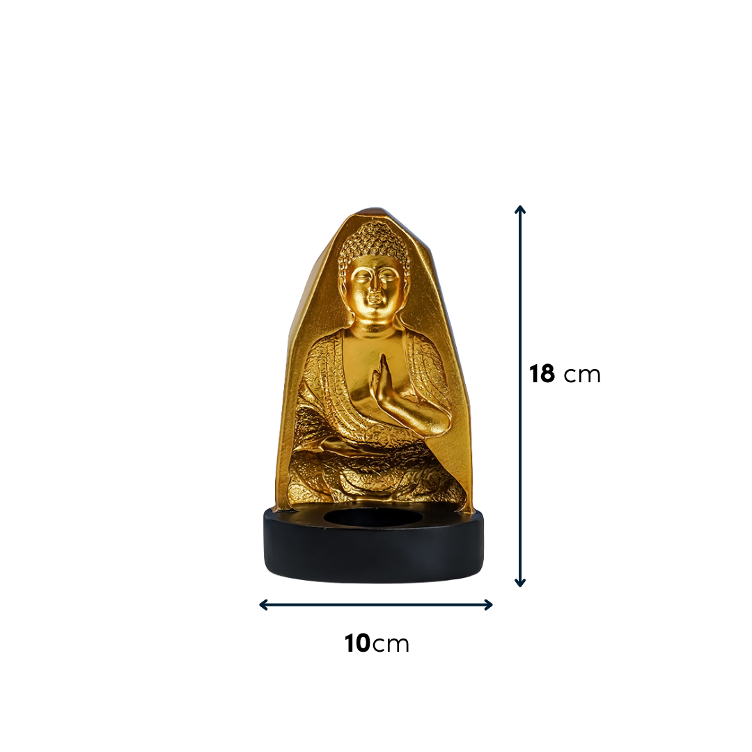 Gold Buddha Incense Holder with Meditation Aura Design