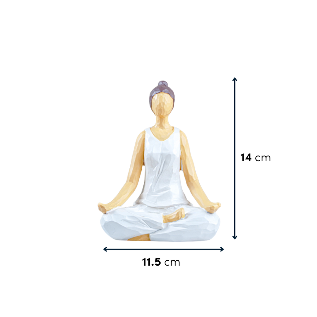 Yoga Figurine in White with Textured Finish