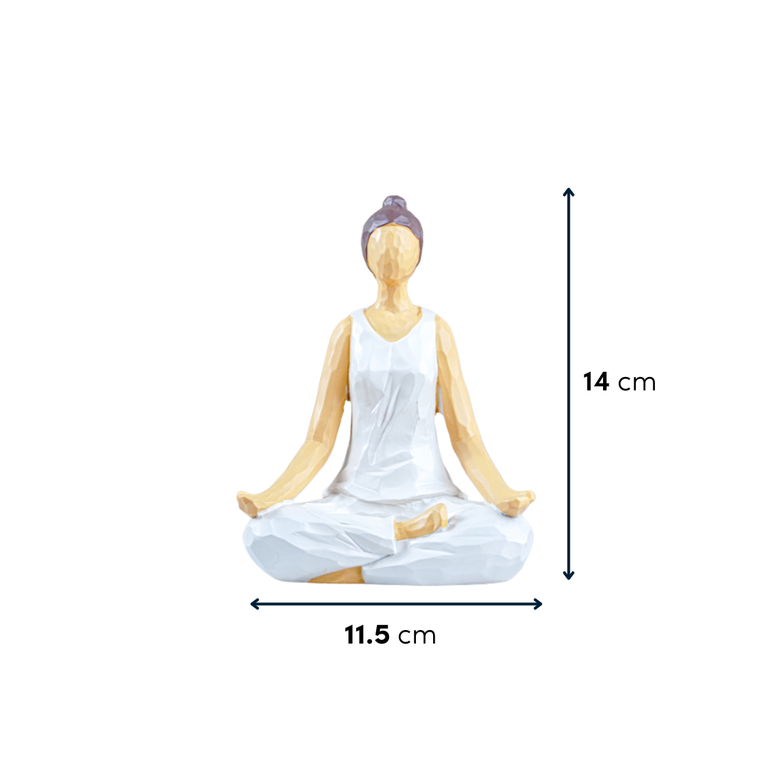 Yoga Figurine in White with Textured Finish