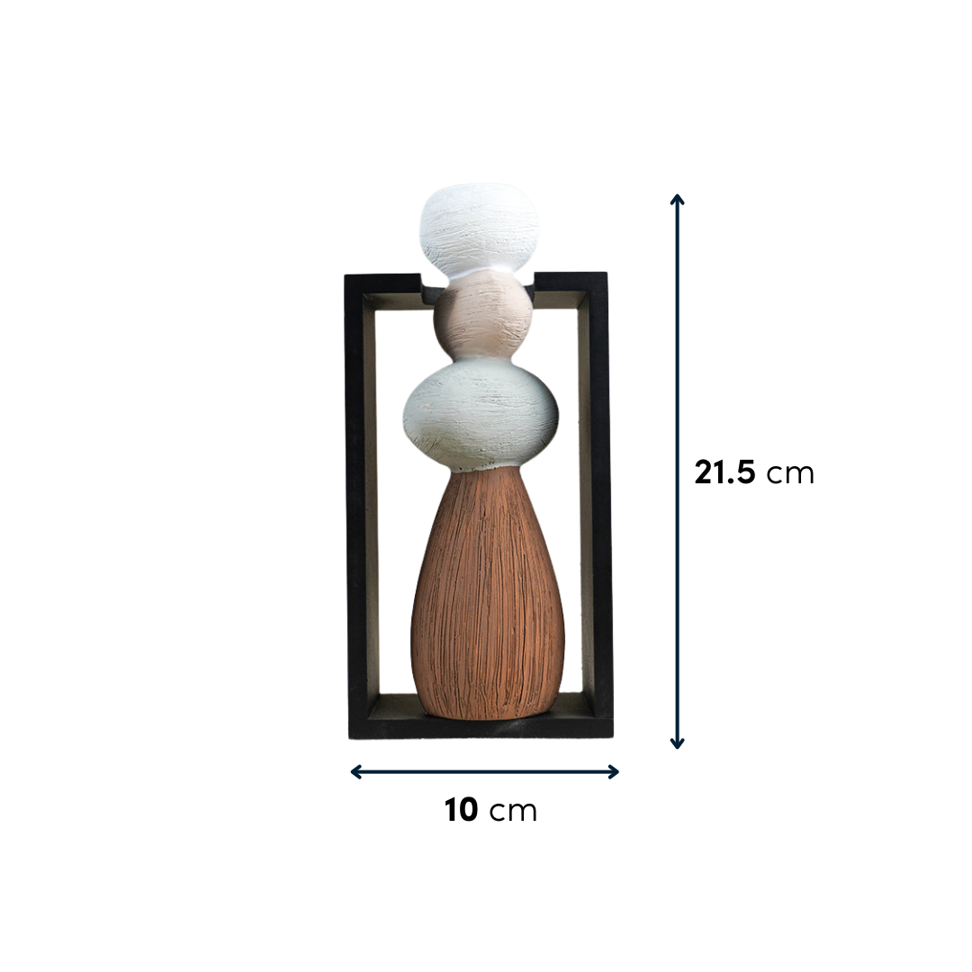 Stacked Stone Vase with Black Geometric Frame