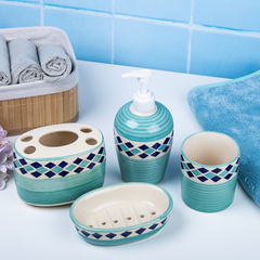 Blue Color Handcrafted Bathroom Accessories Set