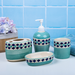 Blue Color Handcrafted Bathroom Accessories Set