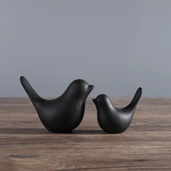 Dark Scandinavian Style Ceramic Bird | Set of 2