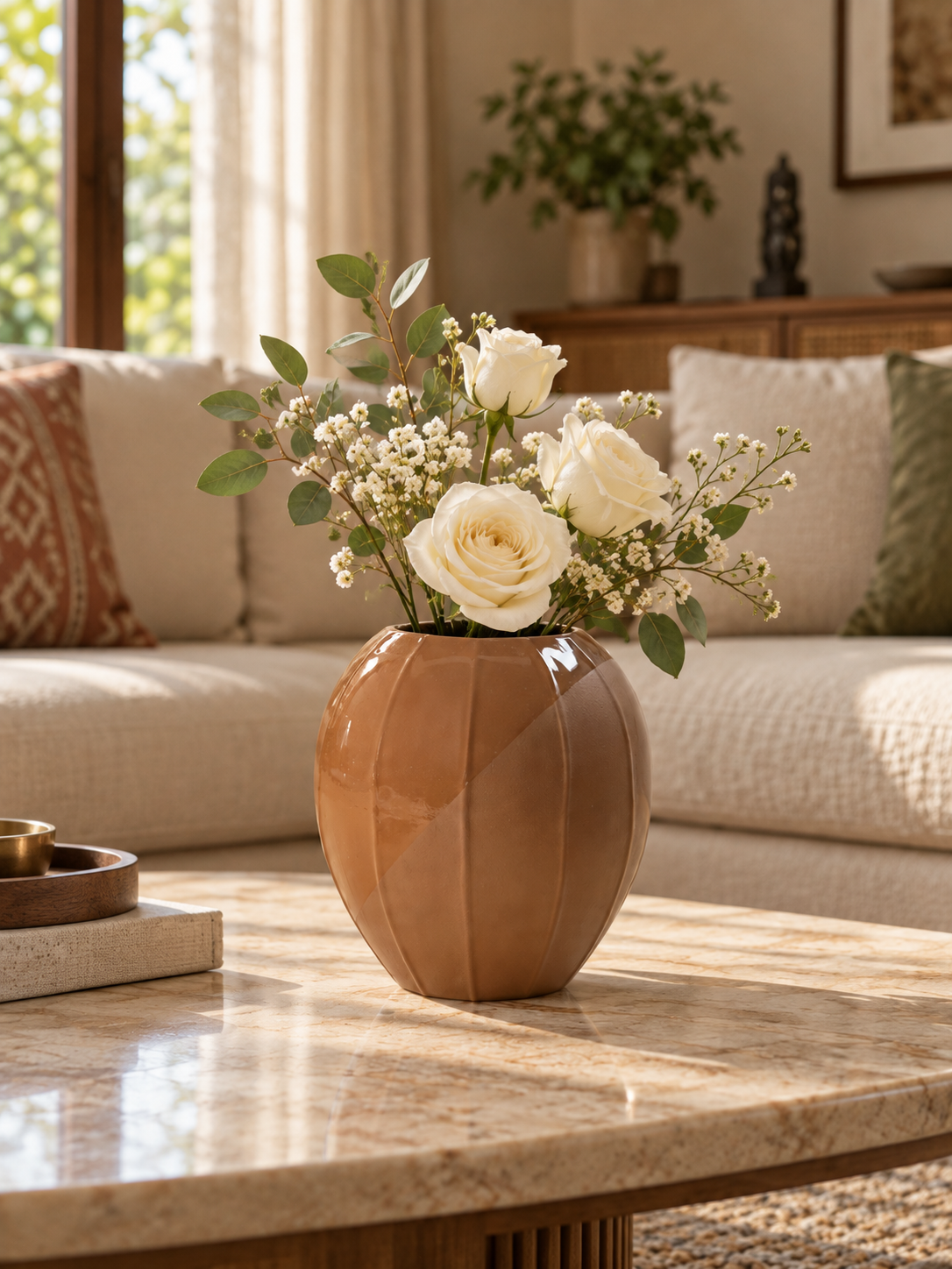 Half-Matte Half-Gloss Ceramic Flower Vase Secondary image