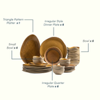 Rustic Brown Irregular Ceramic Dinner Set of 25