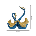 Blue and Gold Swan Figurines