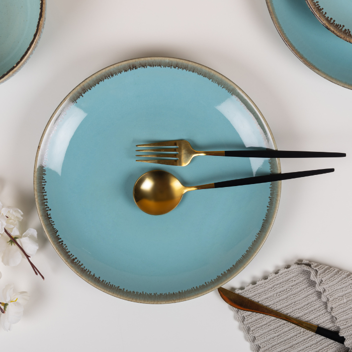 Blue Color Dinner Set - Set of 12