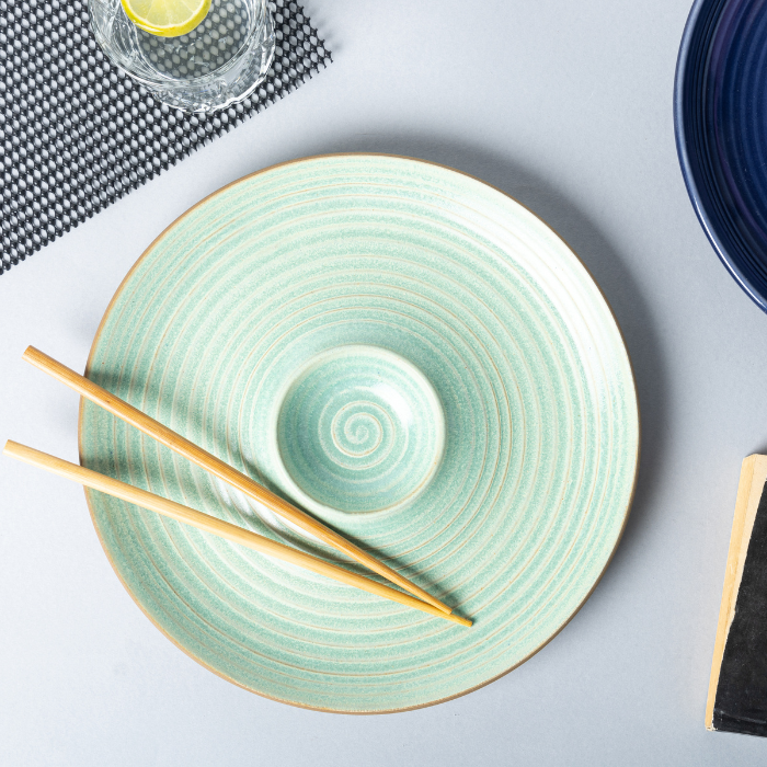 Green Color Chip and Dip Platter with Spiral Design Secondary image